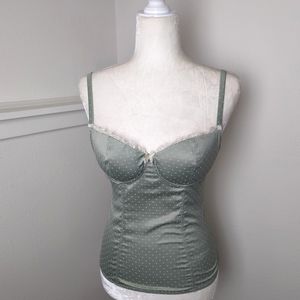 Intimissimi Corset Top Sage Printed Green Swiss Dot Corset Top Bustier Size 34C